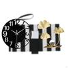 Decorative Leaves Sculpture Modern Home Decor Silent Simple Round Wall Clock Big for