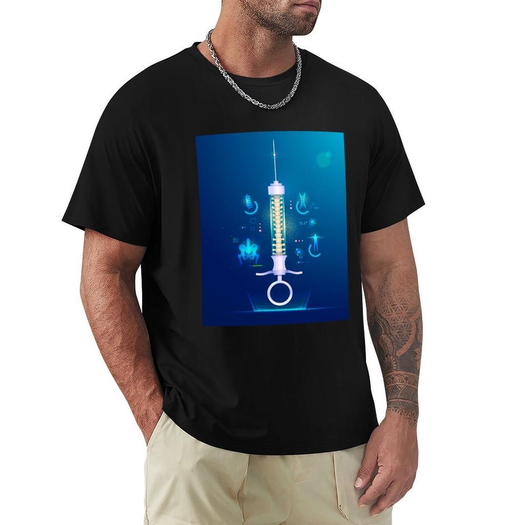 Spine Surgery Syringe With Backbone Inside Tshirt High Elasticity Sports Tee Shirt