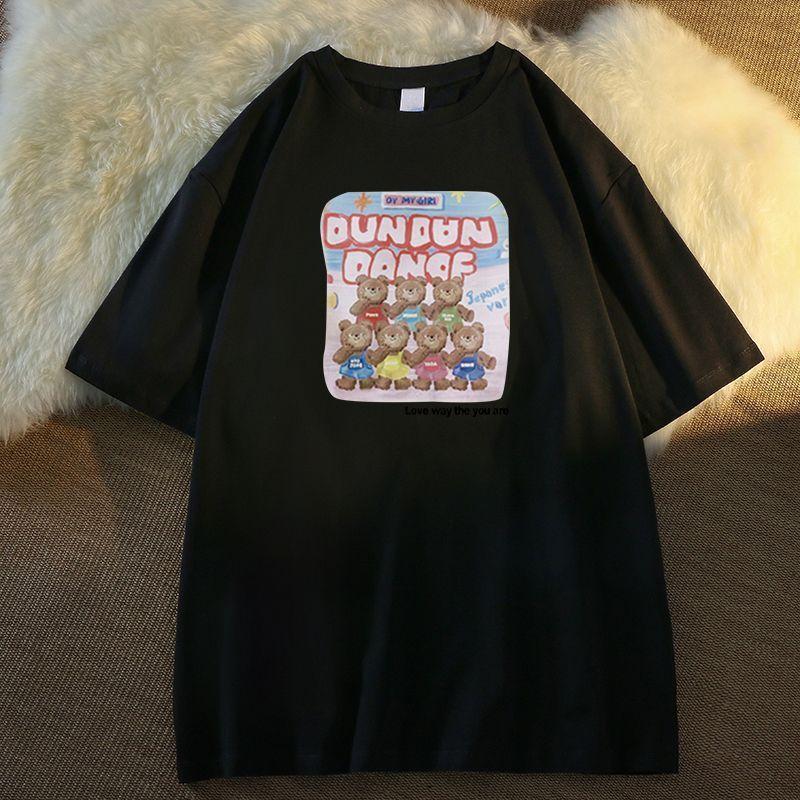 

Pure cotton loose large size t-shirt new cute t-shirt top ns trendy casual versatile round neck women look thin XXXL