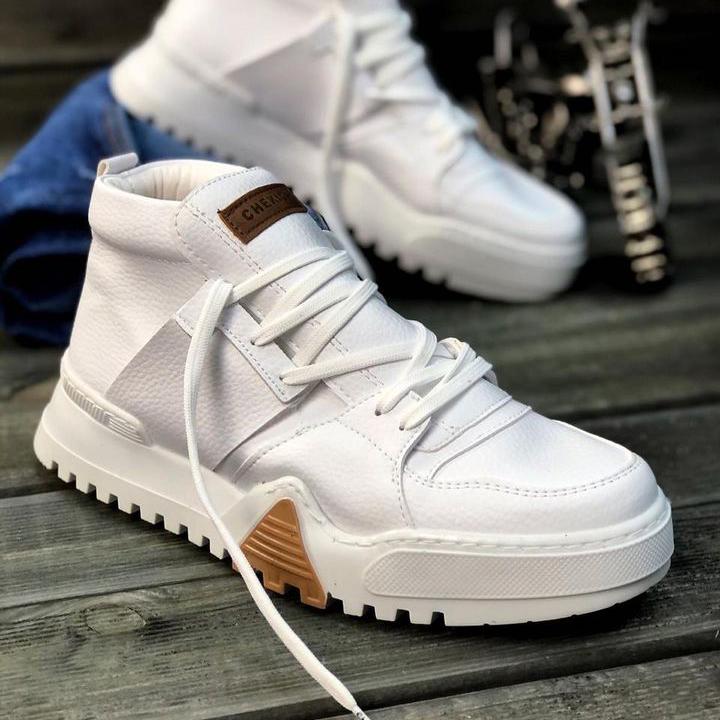 Chekich Men Footwear Casual Shoes White Color Lace Up Artificial Leather Spring and Autumn Seasons 2023 Fabric High Outsole Brown Detailed Solid CH067