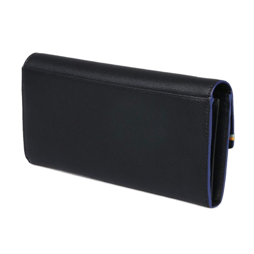 Paul Smith Flap Long Wallet with Highlight Authentic Gift and Shopping Bag 883732 BPW266 No Women's Stitching, Box, Set, (Black, Personalization)