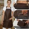 Waterproof PU Leather Apron for Hairdressing, Barbecue, and Cafe Use, with Custom Logo Option