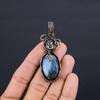 Labradorite Pendant, Handmade Gemstone 999 Copper Wire Wrapped Pendant Antique Jewelry, For Gift Silver Jewelry