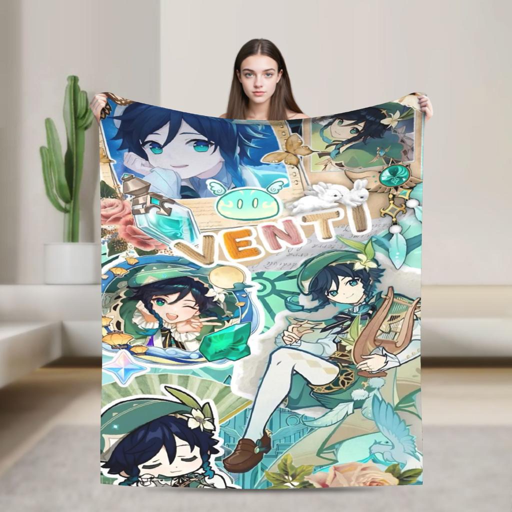 Genshin Impact Diluc Game  Flannel Blankets  Soft Throw Blanket for Outdoor Picnic Novelty Bedspread Sofa Bed Cover
