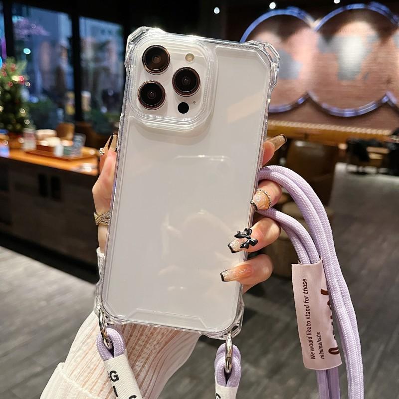 

Four Corner Strap Case For Samsung Galaxy S25 Ultra S24 FE S23 Plus A56 A36 A16 Crossbody Lanyard Neck Clear Shockproof Cover S23&Case with strap