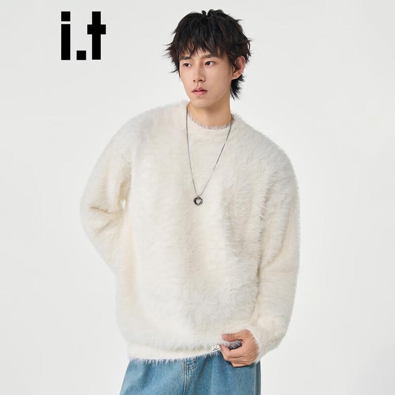 CHOCOOLATE Men's Loose Plush Round Neck Knitted Sweater
