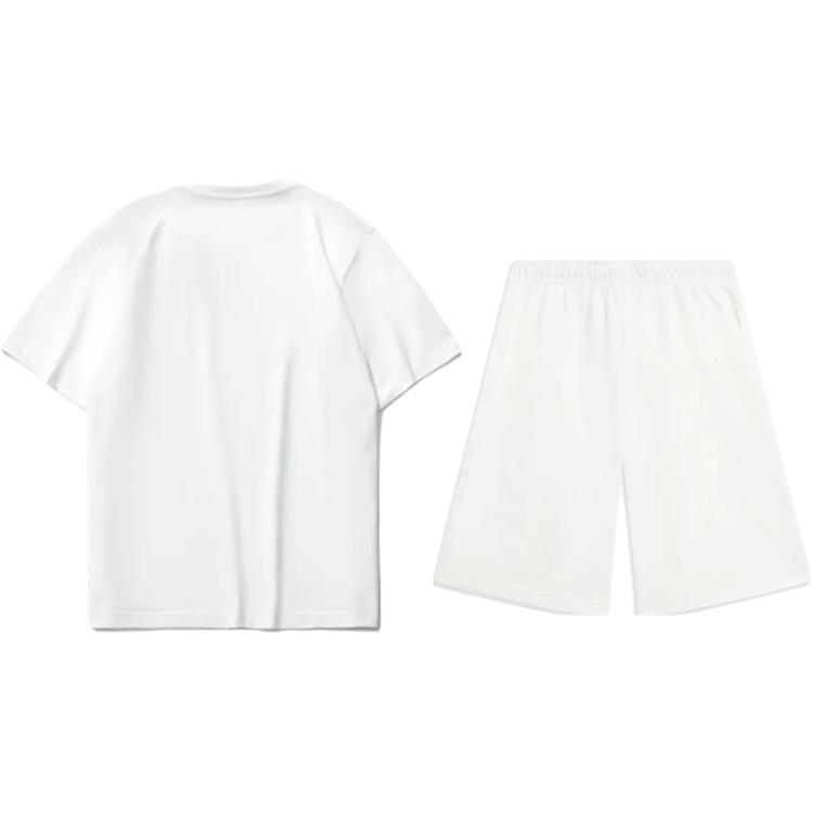 Li-Ning Cartoon Logo Print Fashion Trendy Versatile Round Neck Pullover Short Sleeve T-Shirt Casual Sports Suit Unisex Tops AHSUA21-1+AKST593-7