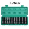 Set di Bussole a Impatto a 6 Punte con Attacco da 1/2 Pollici 10 Pezzi Misure Metriche 8-24m/10-24mm Set di Bussole a Impatto in Acciaio al Carbonio con Scatola di Stoccaggio Rigida