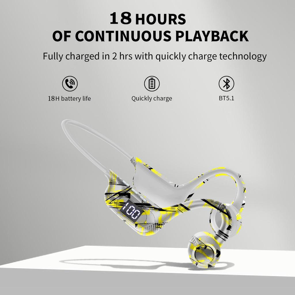 AKZ-G9 Vibration Bone Conduction Bluetooth Earphones with Card Slot, Digital Display, Neckband Design, and Long Battery Life.