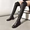 Fashion 2025 Long Leather Boots Women's Over-the-knee Skinny Boots  Autumn and Winter New Long-tube High-heeled Stretch Boots