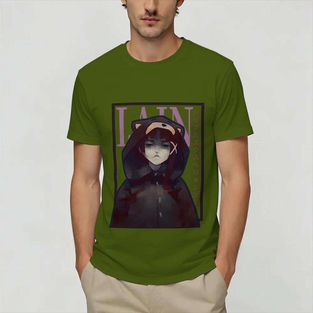 Serial ExperiUnisexts Lain Unisex T Shirts Awesome Tee Shirt Short Sleeve Crewneck TShirts Pure Cotton Birthday Present Tops