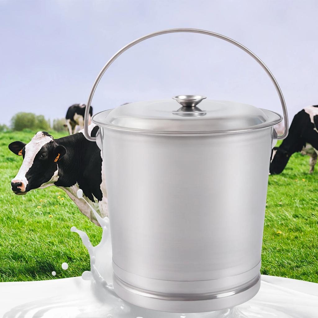 8L/8.5 Qt Stainless Steel Storage Bucket Milk Round Pail Compost Bucket with Lid and Handle for Various Large Events