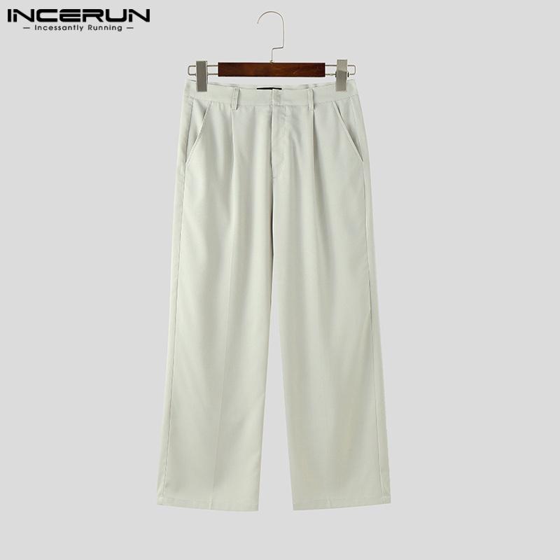 INCERUN 2PCS Men Lapel Neck Short Sleeve Shirt Long Straight Pants Sets Two Pieces Outfits