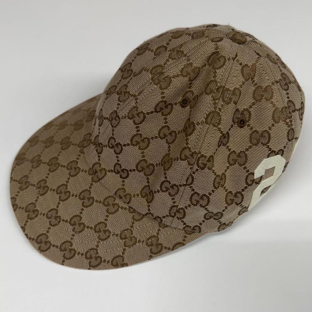 Used GUCCI GG Logo Canvas Cap L Size 59cm