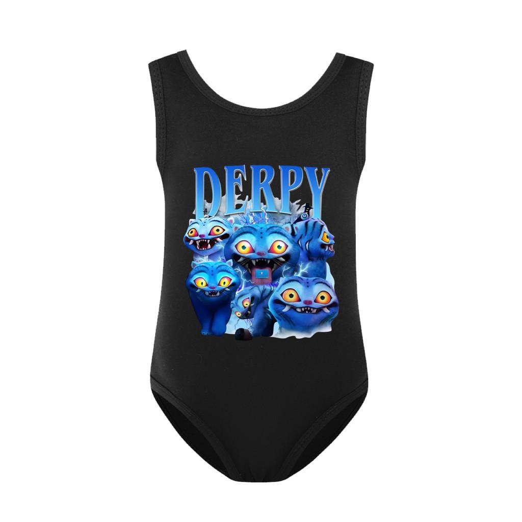 Unique Apparel 4874 Kinderen Meisjes Derpy Rumi Mira Zoey Print Badpak Zwemmen Eendelig Bodysuit Zwemkleding 150cm