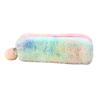Plush Pencil Case Octagonal Shape Large Capacity Pencil Pouch Gradient Colors Zipper Storage Pouch for Stationery Cosmetics And Personal Items