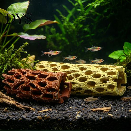 Aquarium Shrimp Cave Cave, Artificial Tree Trunk Hide, Fish Tank Natural Wood Texture Ornament Hideout, Realistic for Betta Hiding And Resting