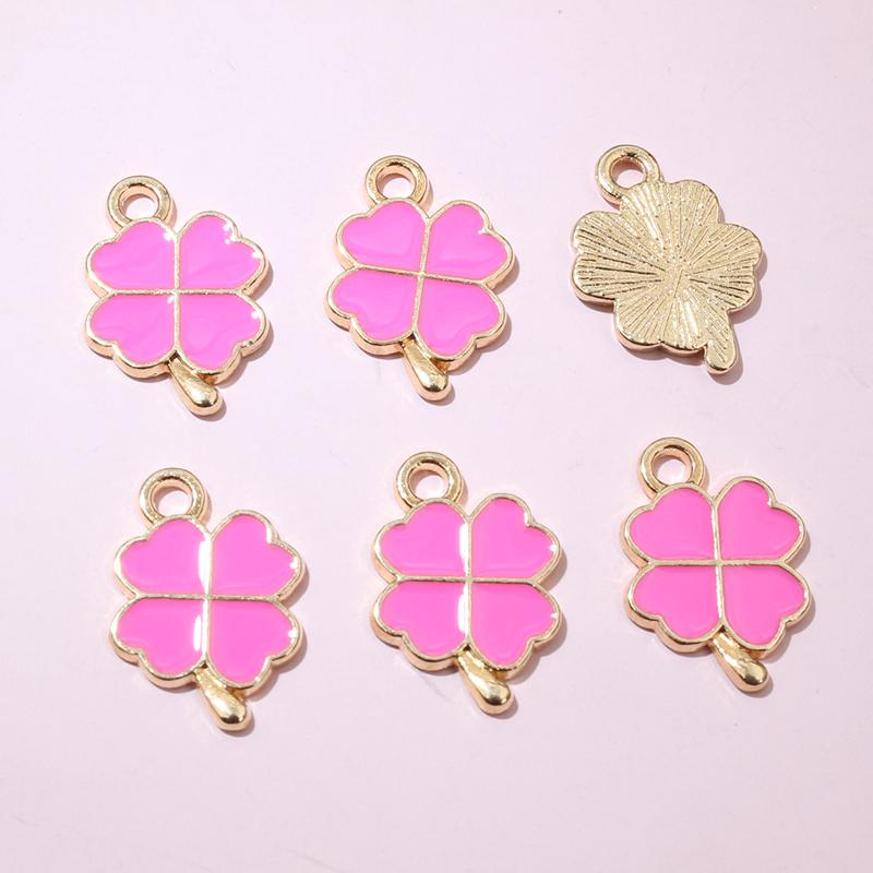 20pcs 18x12mm Enamel Clover Charms Pendant Alloy Metal DIY Jewelry Making Accessories Findingsn for Bracelet Earrings Necklace