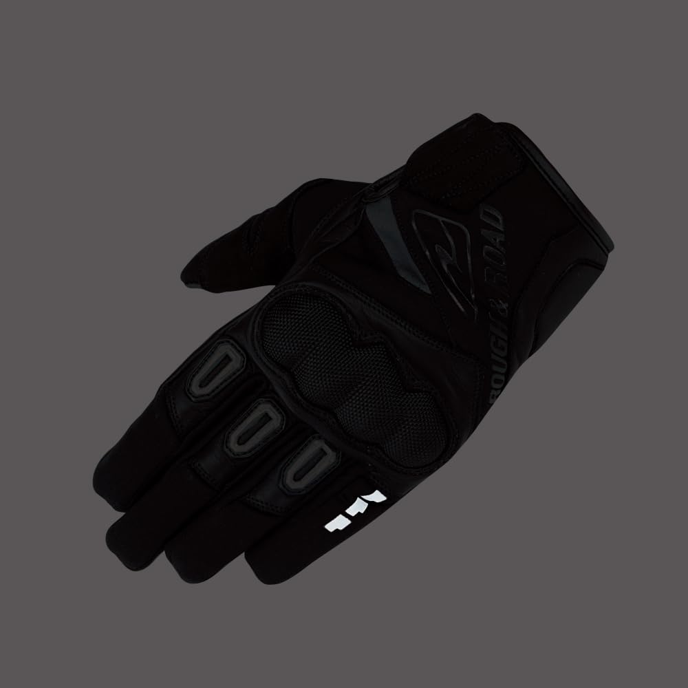 ROUGH&ROAD Motorcycle Wind Guard Protection Gloves, Black, Size L, RR8659BK3