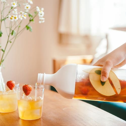 HARIO Kirk Bottle, 1200ml, Smoky Green, Resin, Vertical and Horizontal, with Tea Strainer, Made in Japan, KAB-120-SG