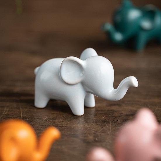 Keramik Elefant Schreibtischornament Bunte Kleine Elefantenstatue Glückselefant Figur Haus Büro Wohnzimmer Dekoration