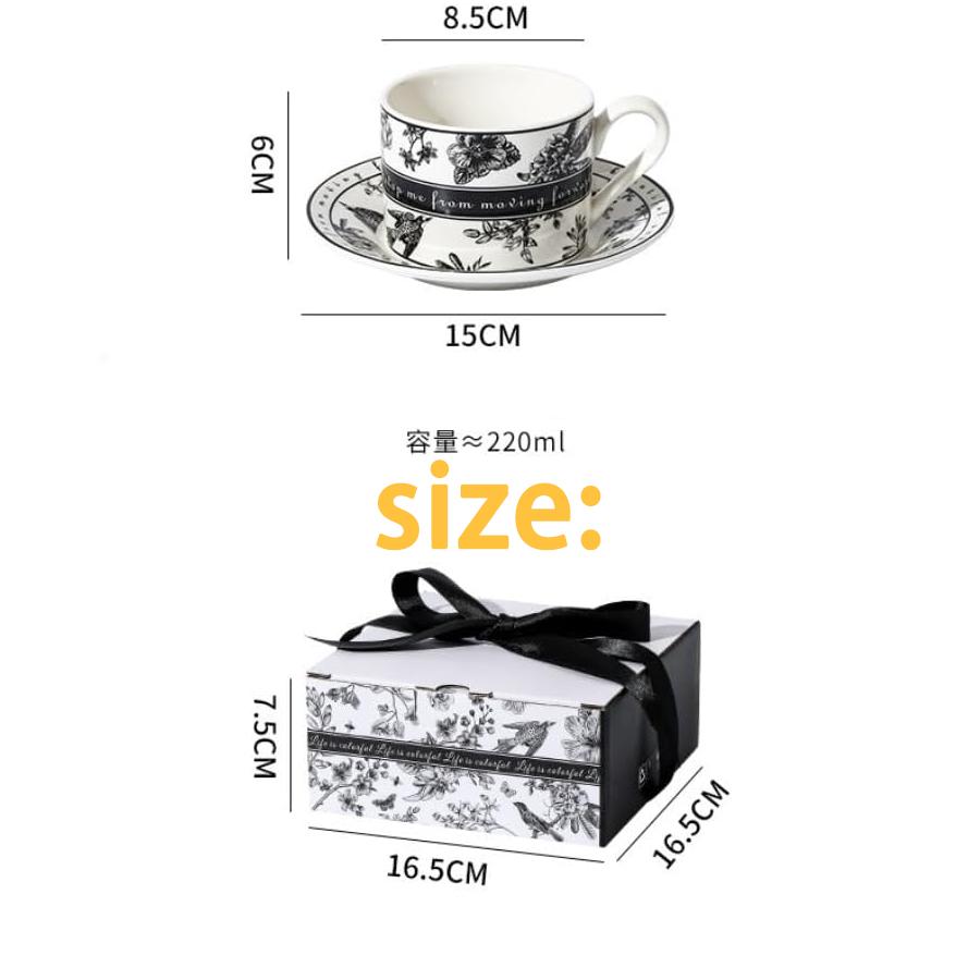 Vintage Floral Ceramic Coffee Cup and Saucer Set with Gift Box - Elegant Tea Cup for Home Use & Gift Giving