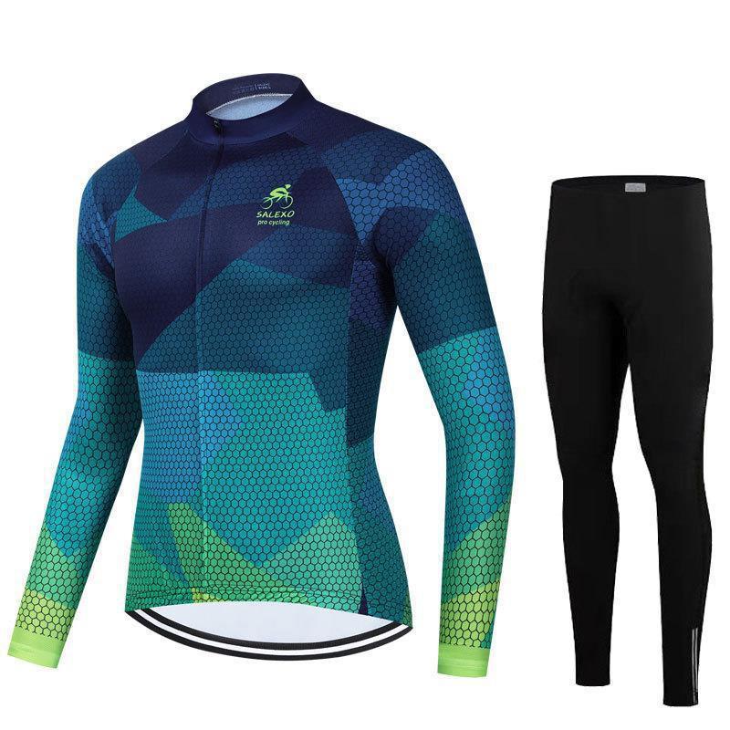 Mens Cycling Jersey Bib Shorts Set Breathable Quick-Dry Bike Apparel Road Mountain Riding