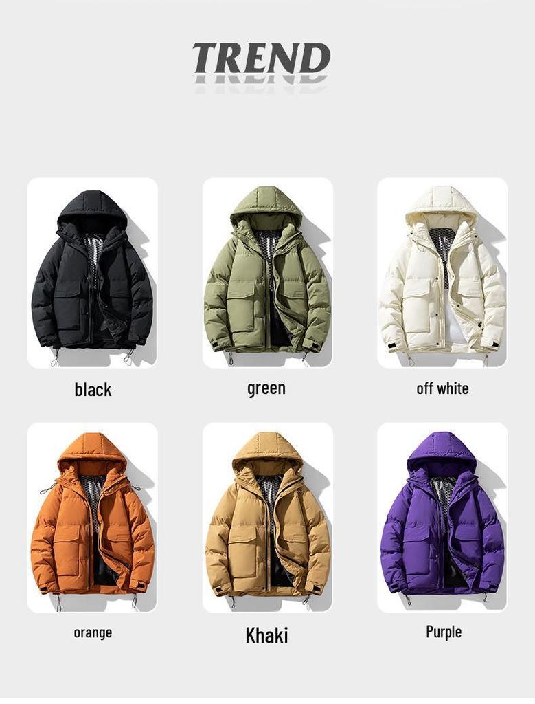 Men's 2025 Winter Down Jacket with Velvet, Hooded, Plus Size, Loose Fit for Teens and Students
