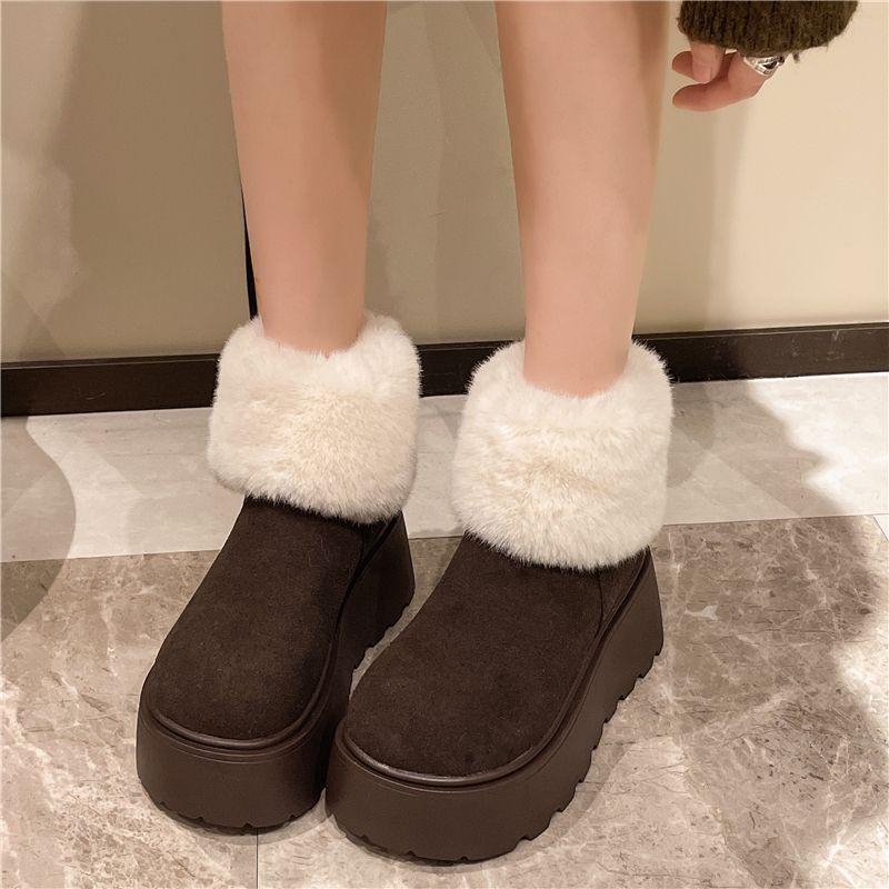 

Height-increasing thick-soled temperament cotton shoes, muffins show height, small people show legs in winter, snow boots, Birkenstocks 40 коричневий