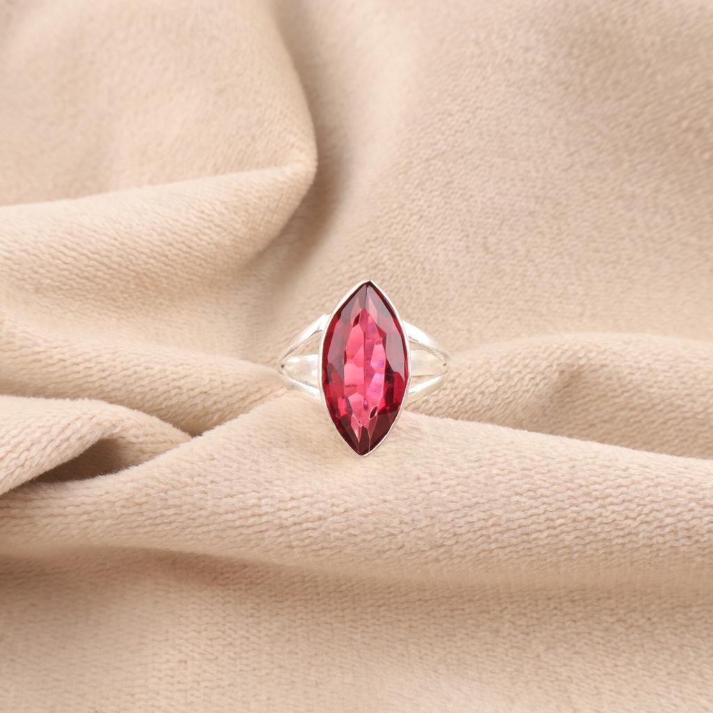 Pinker Rubellit Edelstein 925 Sterlingsilber Schmuck Handgefertigter Ring Geschenk für Mama RR-23-8