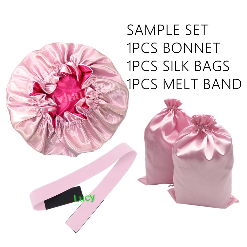 ]High Quality Personalized LOGO Custom Silk Sleep Bonnet Double Layer Real Satin Bonnet With Logo Free Custom Bonnets