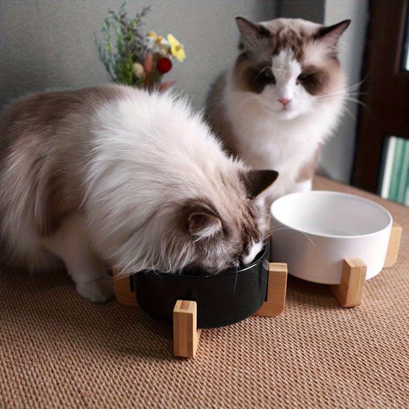 3pcs/set (1pc rack + 2pcs bowl) Non-Slip Ceramic Double Pet Food Bowl for Cats and Dogs - Prevents Spills and Slips