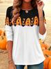 Women Halloween Ghost Printed T-Shirt Long Sleeve Crewneck Loose Tops Casual Orange White Graphic Party T-shirt Women Clothing
