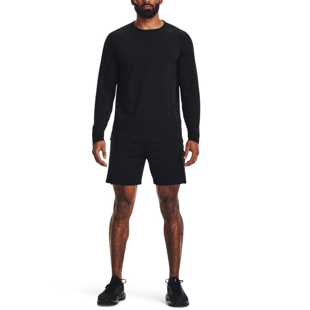 Under Armour Solid Crew Neck Pullover Sports Long Sleeve T-Shirt Men Tops Black 1378989-001