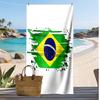 Asciugamano da Spiaggia Stampato Squadra Nazionale di Calcio del Brasile Asciugamano Morbido Asciugatura Rapida Coperta da Spiaggia Rettangolare Grande Portatile per Viaggi Piscina