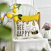 Happy Bee Kind Throw Pillow Covers, 18 X 18 Inch Honey And Bee Summer Cushion Case Decoration For Sofa Couch Set Of 4