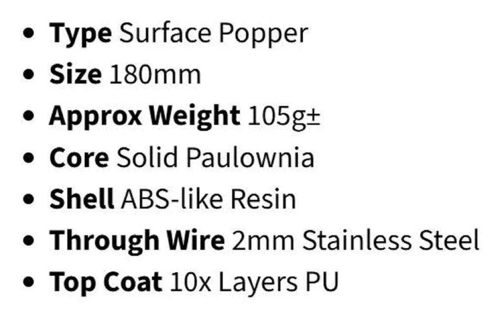 Malosi TY180P-SI Tyrant 180P Popper Floating Lure Sushi (1556)