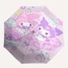 Casual My Melody & Kuromi Automatic Opening and Closing Cartoon Umbrella - Lightweight 3-Fold Design, Suitable for Fans, Travel, Daily Use - Official