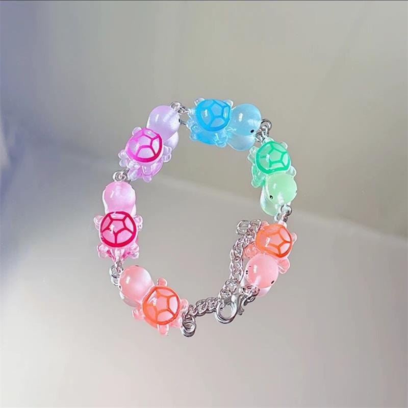Cartoon Funny Luminous Turtle Bracelet Multi-Color Glow In The Dark Dopamine All-Match Adjustable Bracelet Couple Accessory Gift