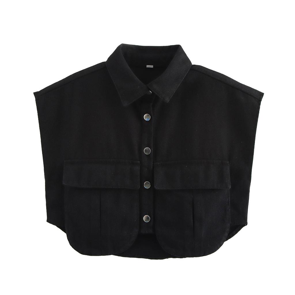 Damen Jeansweste mit Umlegekragen, ärmellos, lockere Passform, lässiges Streetwear Top