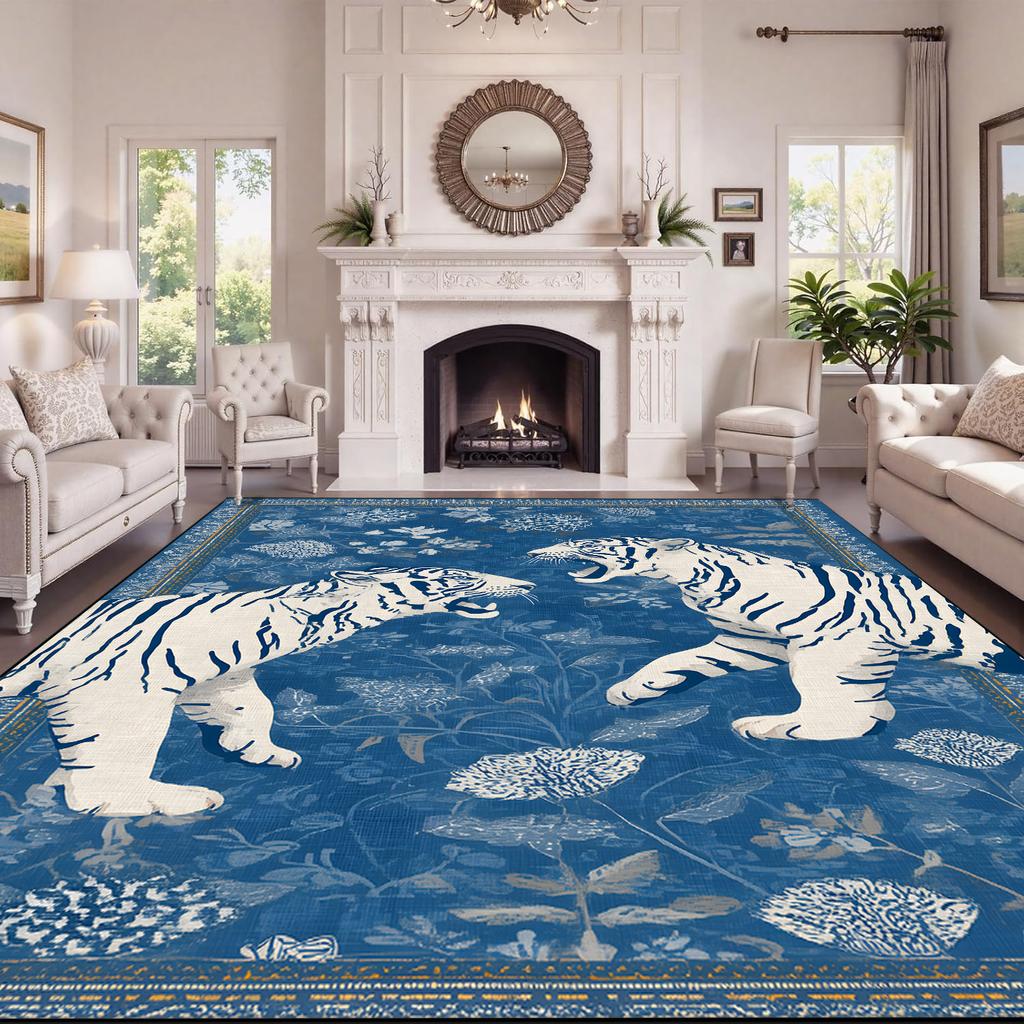 American Classic Style Carpet Tiger Pattern Living Room Decoration customizable Rugs Light Luxury Bedroom Washable Mat non-slip