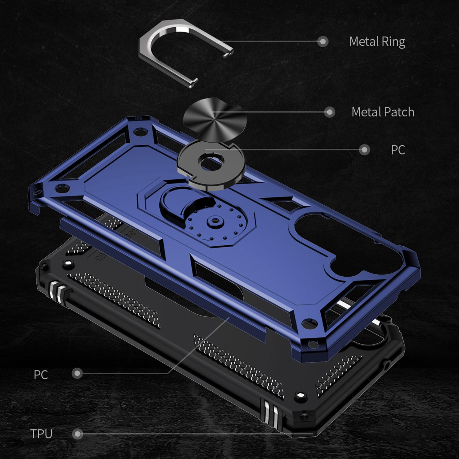 

For Samsung Galaxy A55 5G Cell Phone Case Anti-scratch TPU+PC Cover with Ring Kickstand Blackish Green