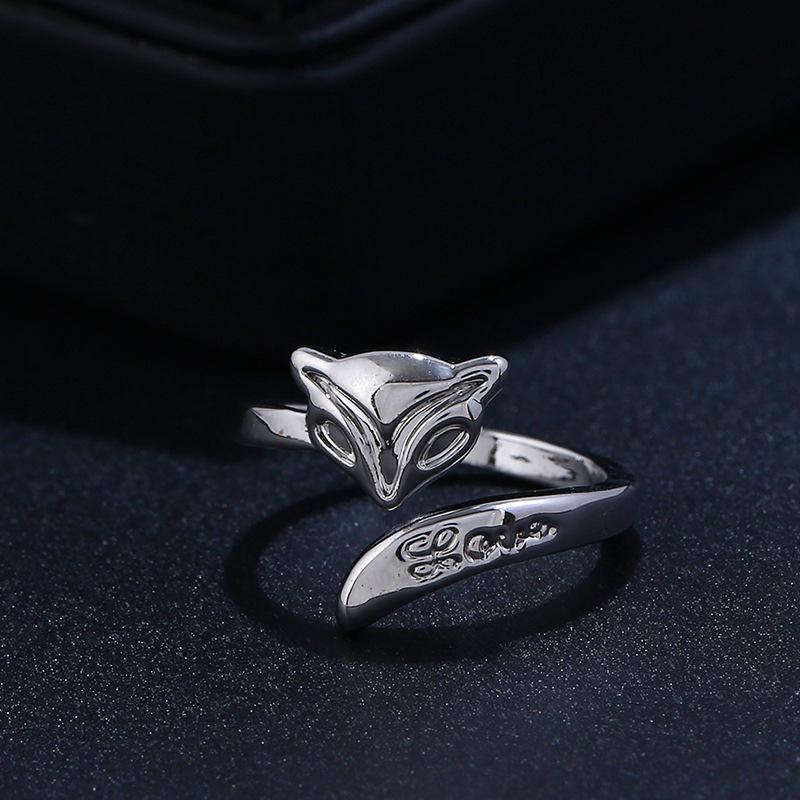 Fox Open Ring: Women's Copper-Plated Silver with White Gold Finish
