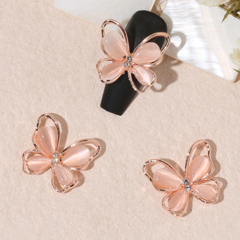 3Pcs Diy Nail Art Decoration 3D Cat'S Eye Butterfly Nail Art Charm  Nail Drill For Manicure Design Accessory