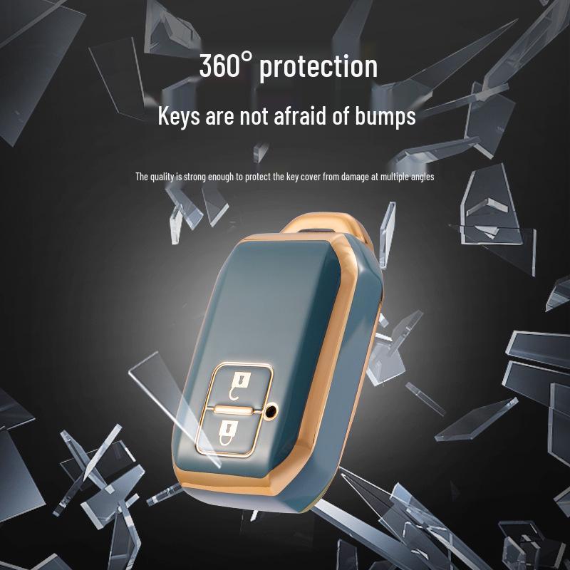 Goldrand TPU Weichgummi Schlüsselhülle für Suzuki Jimny 3-Knopf-Modell