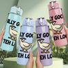 1PC Silly Goose Letter Duck Graphic 750ml Color Plastic Sports Water Bottle Leakproof Flip Straw Lid For Sports Office Home Use