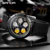 Sanda Men's Personalized Quartz Watch - Leather Strap, Waterproof, Rotating Dial