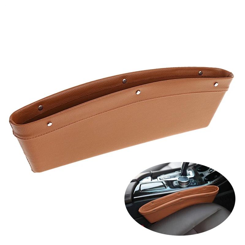 

1 PCS Car Organizer Storage Car Seat Slit Gap Pocket Multifunctional Driver Seat Catcher Cup Holder Car Accessories PU Leather коричневий