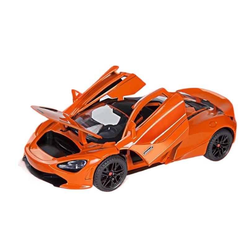 

1/24 McLarem 720S Модель автомобиля из сплава с высокой имитацией, литые игрушки со звуком и светом, инерционные транспортные средства, декоративные игрушки для детей оранжевый