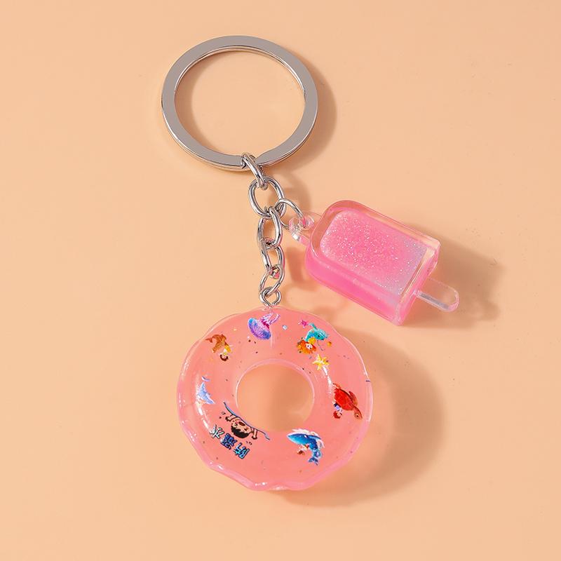 Cute Rein Simulation Swim Ring Keychain Ice Cream Key Rings Pendants for Key Holder Women Girls Handbag Decor Jewelry Gifts